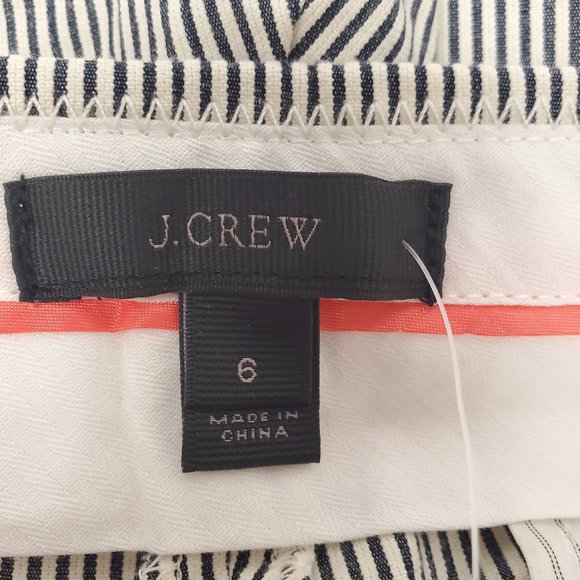 J.Crew Patio Pants Black & White Skinny Stripes Wide Leg Crop Sz 6 NWT - Picture 7 of 13